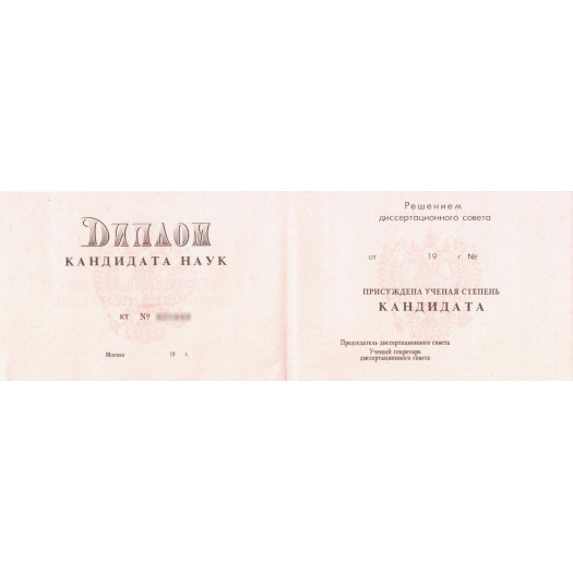 Диплом кандидата наук 1993-1999