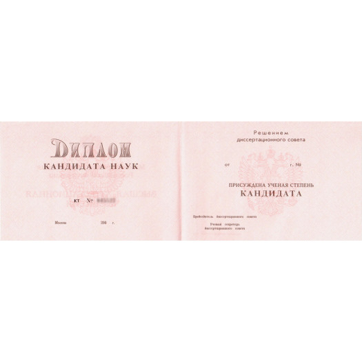 Диплом кандидата наук 2000-2005