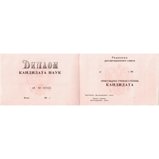 Диплом кандидата наук 2000-2005